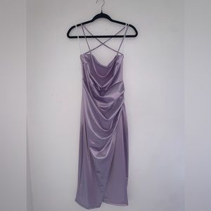 Windsor lavender satin midi dress